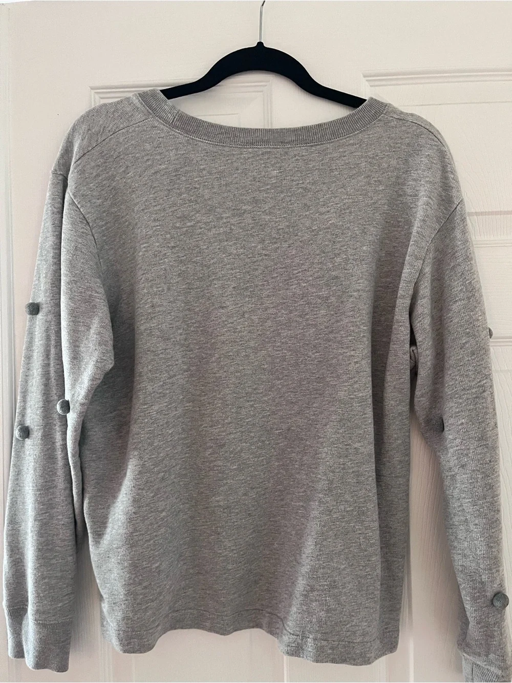 Gray Pom-Pom Crewneck Sweatshirt - Women Size L